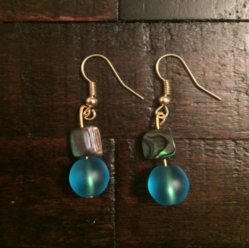 NEW! Brown and blue bead earrings!